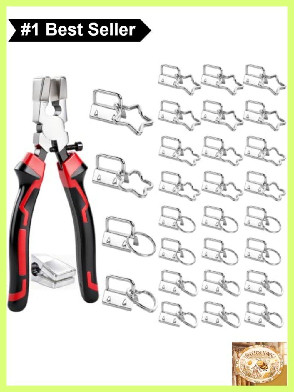 Key Fob Hardware Set 40pcs with Pliers 1 Inch Lanyard Keychain Clips Wristlet